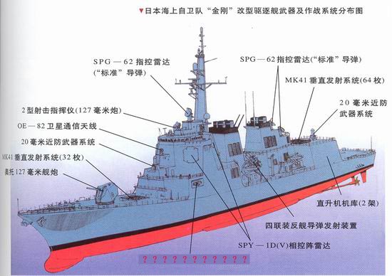 图为"金刚"改型驱逐舰,部分武器系统较下文介绍的原型装备稍有变动