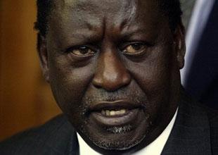 Kenyan opposition leader, Raila Odinga, addresses the media, in Nairobi, Kenya, Monday, Jan. 7, 2008.  (AP Photo/Sayyid Azim)