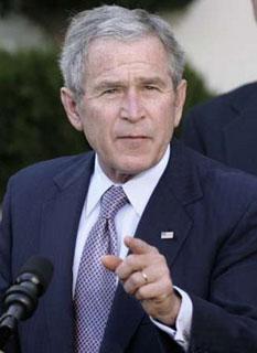 U.S. President George W. Bush makes a statement in the Rose Garden of the White House in Washington Jan. 8, 2008. (Xinhua/Reuters Photo)