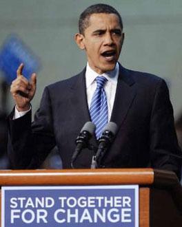 U.S. Democratic presidential candidate Senator Barack Obama talks at a rally in Columbia, South Carolina, Jan. 20, 2008.(Xinhua/Reuters Photo)