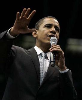Democratic presidential candidate Senator Barack Obama speaks at a rally in Dallas, Texas Feb. 20, 2008.(Xinhua/Reuters Photo)