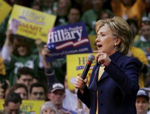 U.S. Democratic presidential candidate Senator Hillary Clinton speaks during a campaign rally in Westerville, Ohio Mar. 2, 2008. (Xinhua/Reuters Photo)
