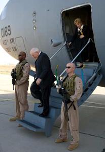 U.S. Vice President Dick Cheney made an unscheduled stop in Iraq on Monday, before embarking on a tour of several Middle Eastern countries.(Xinhua/AFP Photo)
