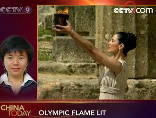 CCTV reporter Mao Xuzhi witnessed the Torch-lighting Ceremony in Olympia, Greece.