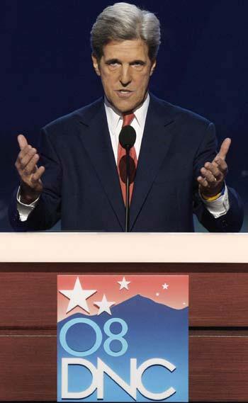 US Sen. John Kerry (D-MA) addresses the 2008 Democratic National Convention in Denver, Colorado, August 27, 2008. US Senator Barack Obama (D-IL) is expected to accept the Democratic presidential nomination at the convention on August 28. [Agencies]