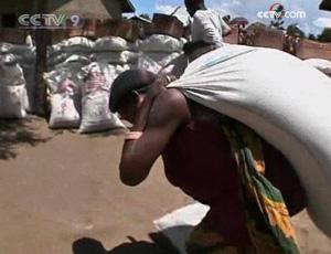 Food aid is arriving for the first time in weeks in rebel-held areas of eastern Congo.(CCTV.com)