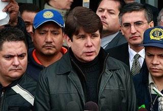 Illinois Governor Rod Blagojevich speaks to the media after visiting with workers occupying the Republic Windows and Doors factory December 8, 2008 in Chicago, Illinois.(AFP/Getty Images/File/Scott Olson)