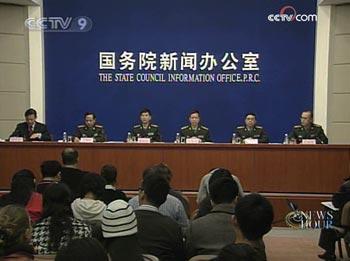 Hu Changming, senior colonel of Ministry of Defense, said, "China will adhere to the path of peaceful development and pursue a purely-defensive national defense policy. Protecting our national sovereignty, security and territorial integrity are our highest priorities. We are devoted to building our defense and military forces suited for national security and development. China will never seek hegemony or engage in military expansion now or in the future."