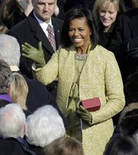 Michelle Obama arrives for the inauguration ceremony at the U.S. Capitol in Washington, Tuesday, Jan. 20, 2009.(AP Photo/Jae C. Hong)