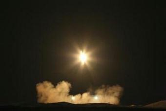 The Safir (ambassador) satellite-carrier rocket, carrying Iran's Omid 2 (hope) satellite, is launched at an unknown location in Iran in this handout picture sent to Reuters by Iranian Fars News February 3, 2009.(Fars News/Reuters) 