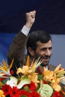 Iranian President Mahmoud Ahmadinejad at a rally to mark the 30th anniversary of the Islamic revolution in Tehran on February 10, 2009.(AFP/File/Behrouz Mehri)