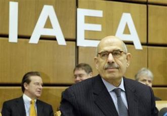 Director General of the International Atomic Energy Agency (IAEA) Mohamed ElBaradei is seen prior to the start of the IAEA's 35-nation board meeting at Vienna's International Center, Monday, March 2, 2009.(AP Photo/Hans Punz)