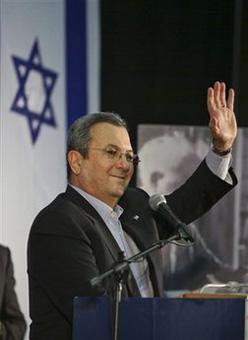 Israel's Labor Party leader Ehud Barak gestures, during a meeting of the party's central committee in Tel Aviv, Tuesday, March 24, 2009. (AP Photo/Dan Balilty)